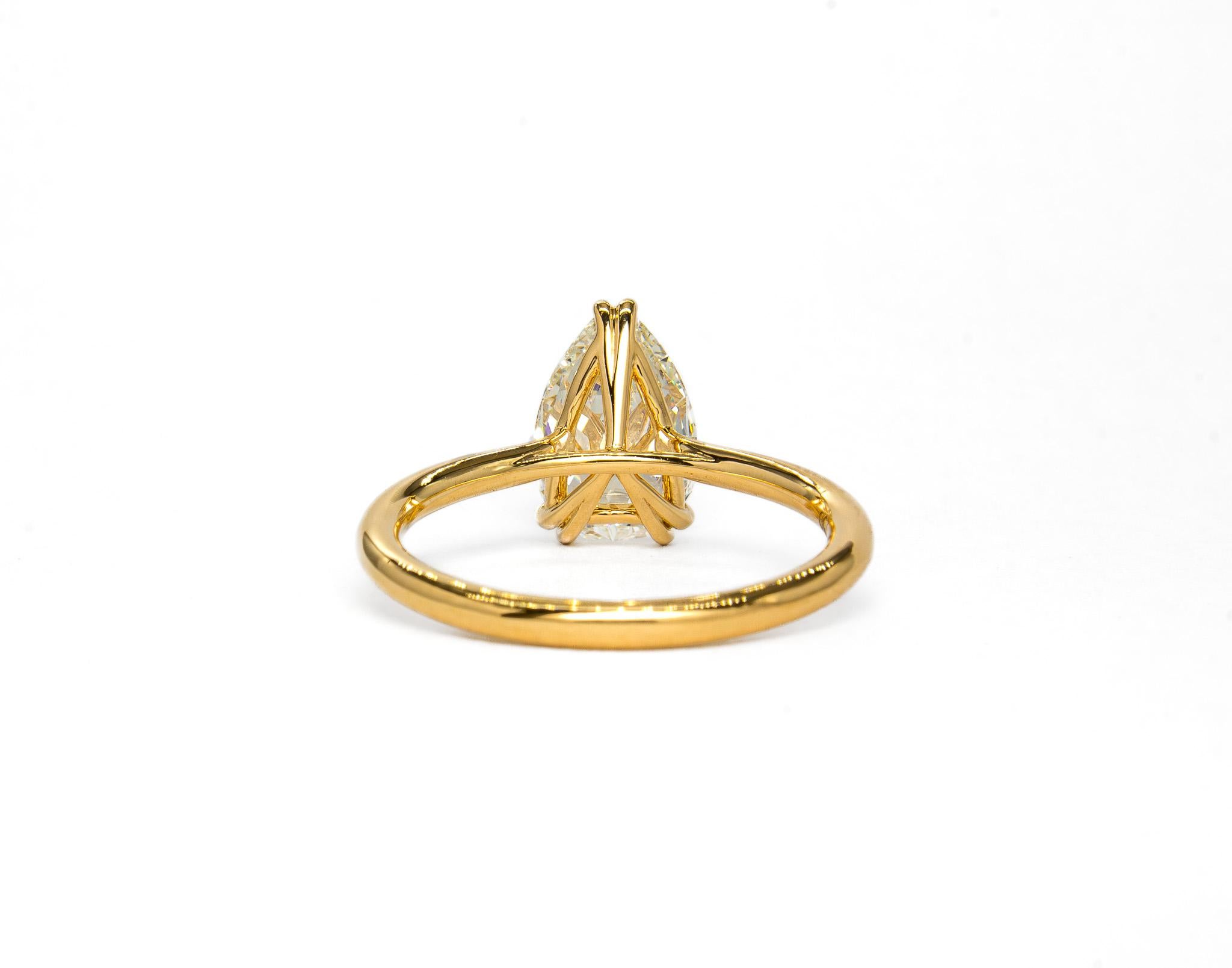 J. Birnbach GIA 1,86 Karat I VVS2 Antiker birnenförmiger Diamant Solitär Ring für Damen oder Herren im Angebot