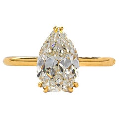 J. Birnbach GIA 1.86 Carat I VVS2 Antique Pear Shape Diamond Solitaire Ring