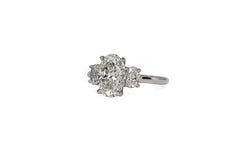 J. Birnbach GIA 2.01 Carat F VS2 Oval Diamond Platinum Three Stone Ring