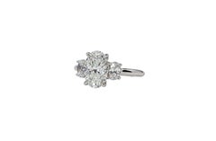 J. Birnbach GIA 2.01 Carat F VS2 Oval Diamond Three Stone Platinum Ring