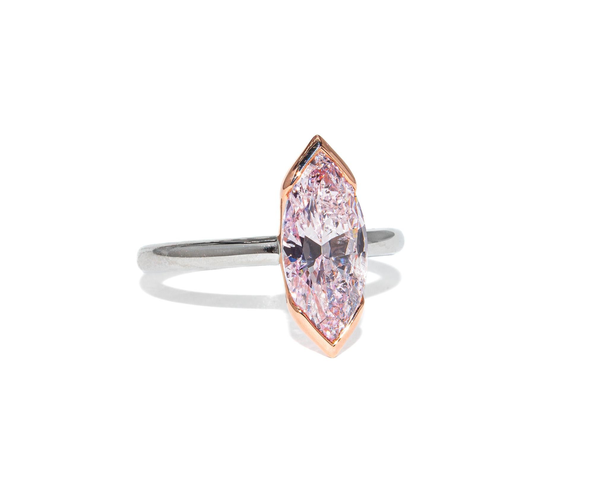 Contemporary J. Birnbach GIA 2.03 Carat Fancy Purplish Pink Natural Diamond  Solitaire Ring For Sale