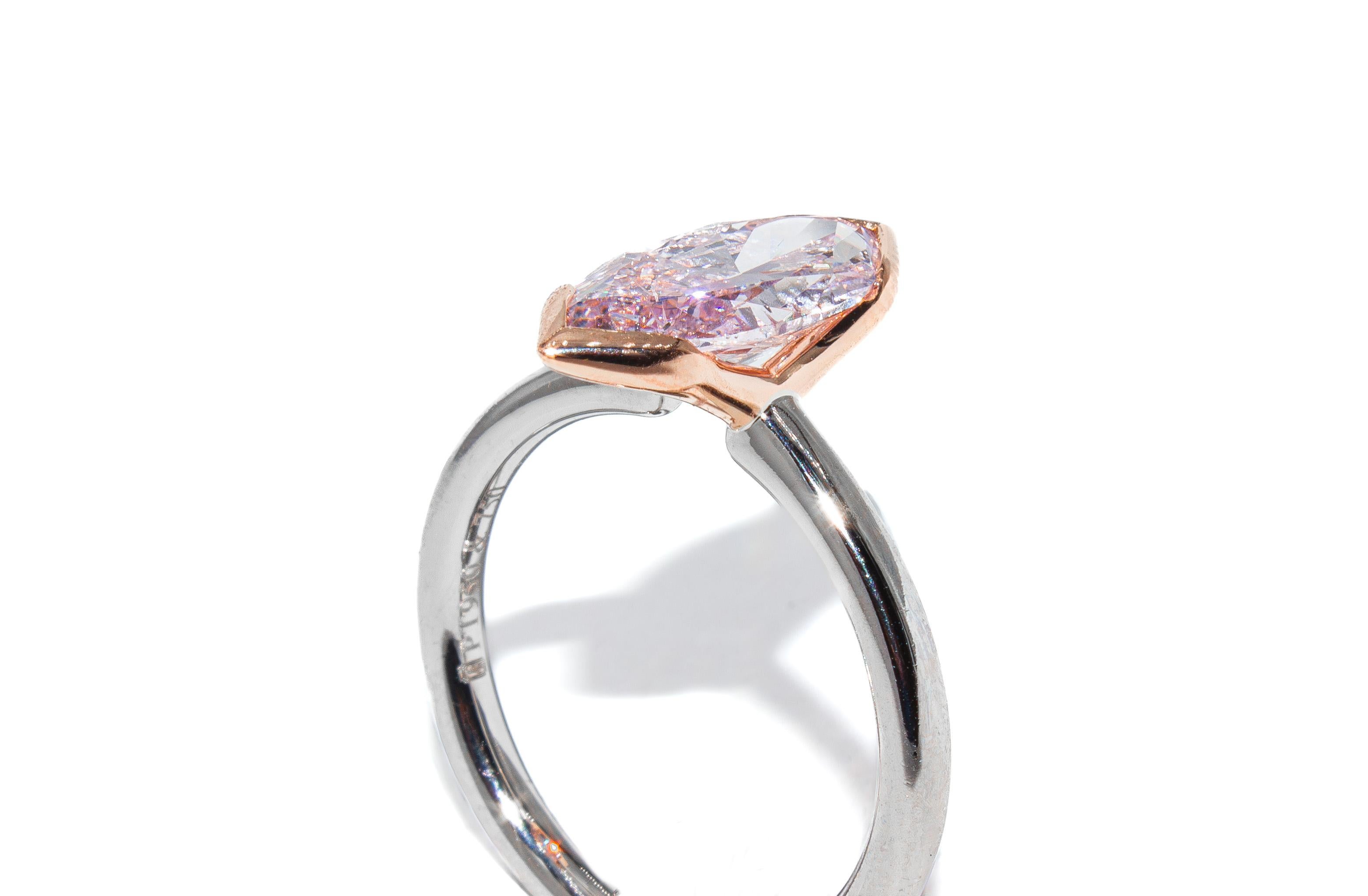 J. Birnbach GIA 2.03 Carat Fancy Purplish Pink Natural Diamond  Solitaire Ring In New Condition For Sale In New York, NY