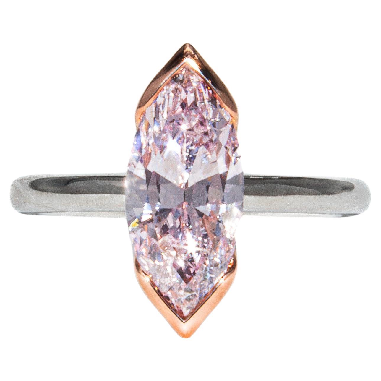J. Birnbach GIA 2.03 Carat Fancy Purplish Pink Natural Diamond  Solitaire Ring For Sale