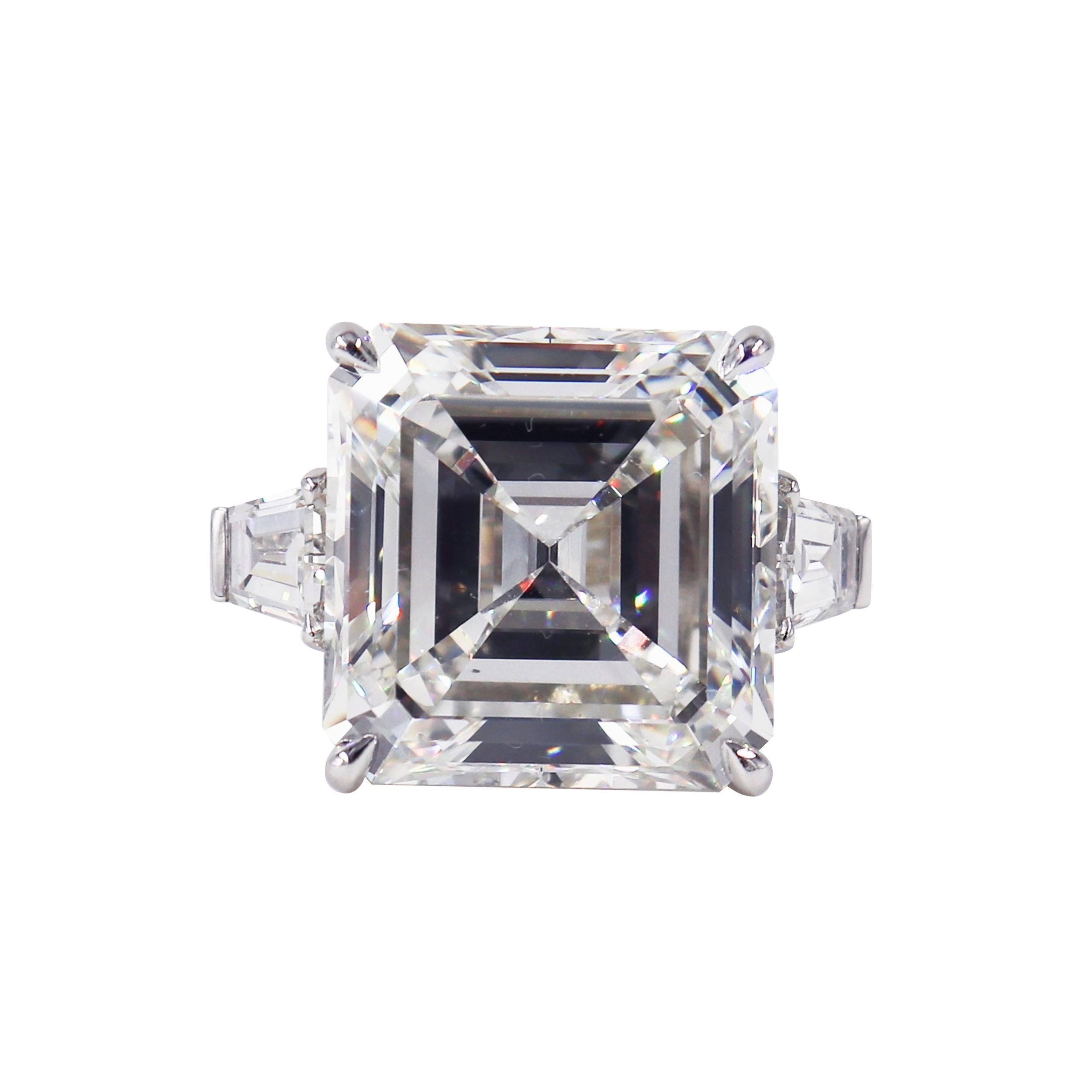 J. Birnbach GIA Anillo de diamantes talla Ascher de 21,13 quilates con baguettes cónicas