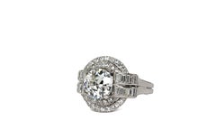 J. Birnbach GIA 2.29 Carat H SI2 Old European Diamond Ring Art Deco Style
