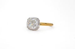 J. Birnbach GIA 2.42 Carat E VVS1 Cushion Cut Two Tone Button-Back Solitaire