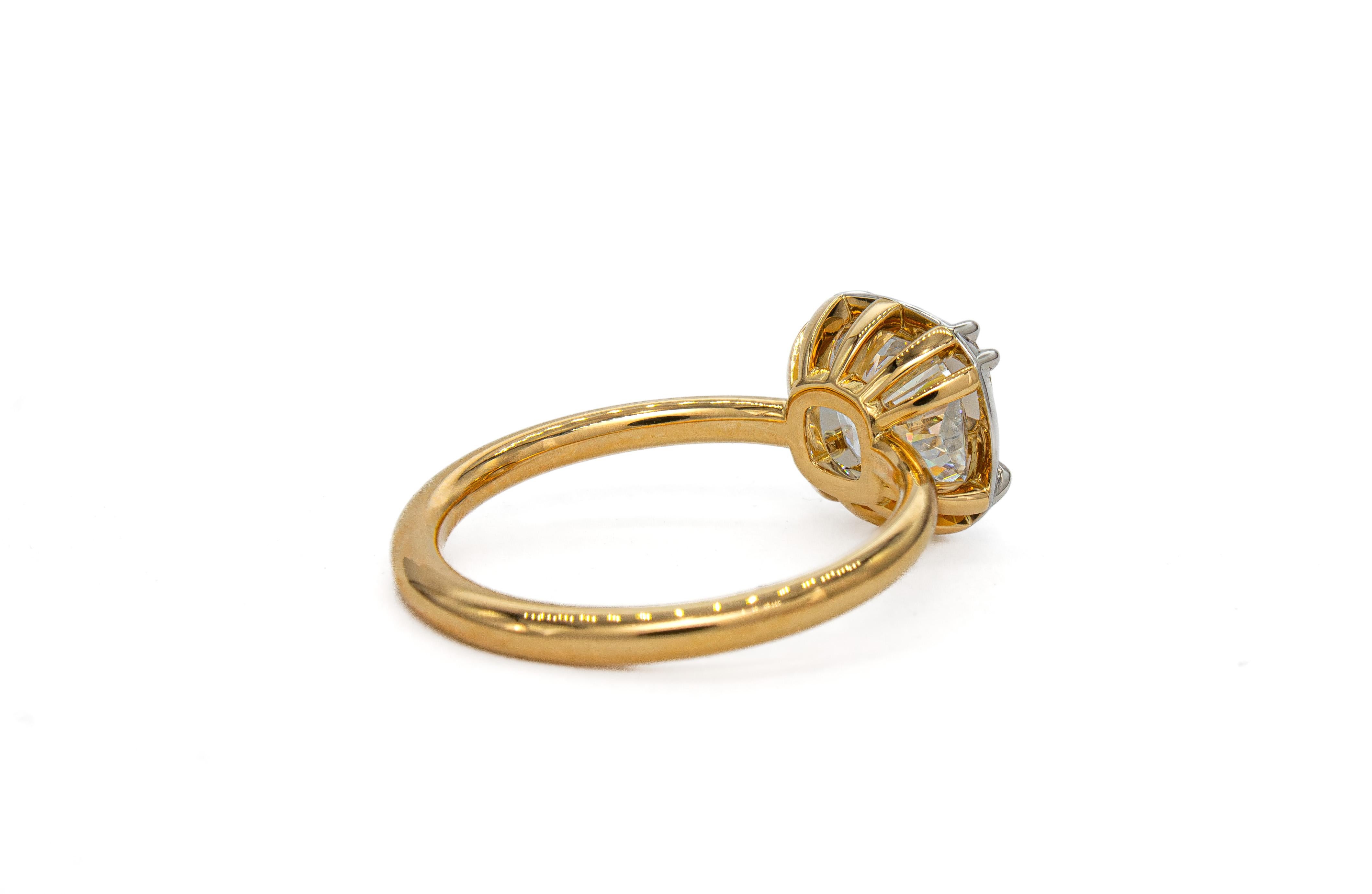 J. Birnbach GIA 2,42 Karat E VVS1 Kissenschliff Zweifarbig Button-Back Solitaire im Zustand „Neu“ im Angebot in New York, NY