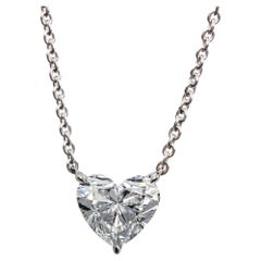 J. GIA 2.50 Carat E SI1 Heart Shape Diamond Solitaire Pendant Necklace