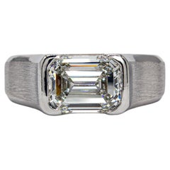 J. Birnbach GIA 2.50 Carat F VS1 Emerald Cut Bezel Set Solitaire Ring