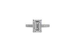 Anello solitario in platino con diamante taglio smeraldo J. Birnbach GIA da 2,50 carati, G VS1