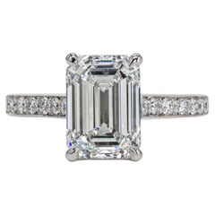 J. Birnbach GIA 2.50 Carat G VS1 Emerald Cut Diamond Platinum Solitaire Ring