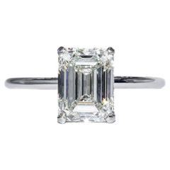 J. Birnbach GIA Anillo solitario de diamantes con halo oculto de 2,51 ct J VS1 talla esmeralda