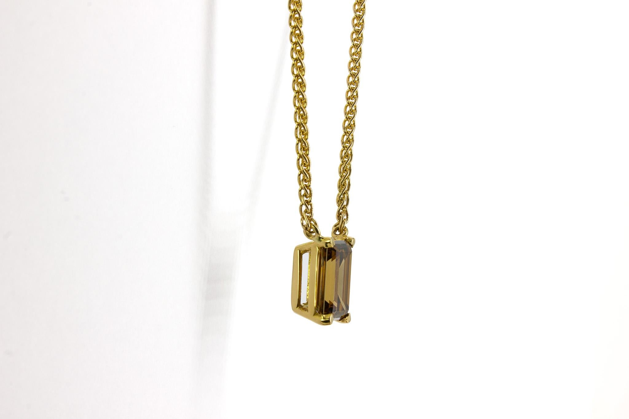  J. Birnbach GIA Collier de diamants taille émeraude de 2,70 carats de couleur brun orangé foncé fantaisie Pour femmes 