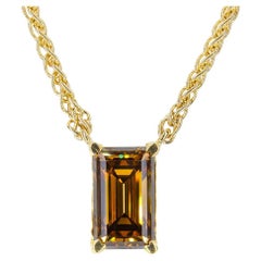 J. Birnbach GIA Collier de diamants taille émeraude de 2,70 carats de couleur brun orangé foncé fantaisie