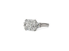 J. Birnbach GIA 3.00 Carat D SI1 Radiant Cut Diamond Three Stone Ring