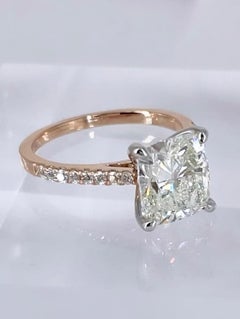 J. Birnbach GIA 3.01 carat Cushion Cut Diamond in Rose Gold Pave Solitaire