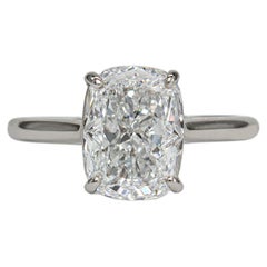 J. Birnbach GIA 3.01 Carat D SI1 Cushion Cut Diamond Platinum Solitaire Ring