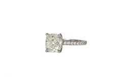 J. GIA Birnbach Anello solitario di diamanti con taglio a cuscino da 3,02 carati K SI1