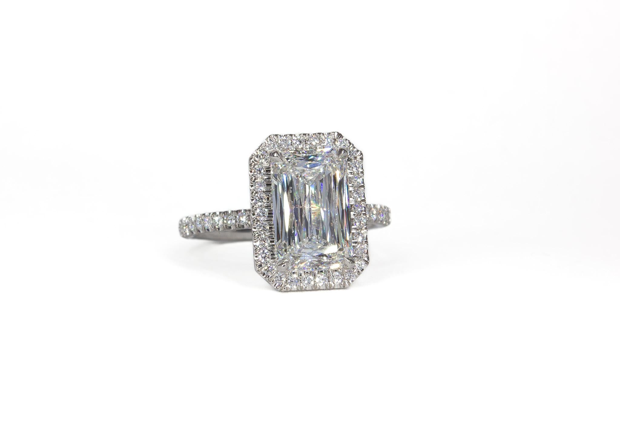 Contemporary J. Birnbach GIA 3.03 Carat Ashoka Style Elongated Cushion Diamond Halo Ring For Sale