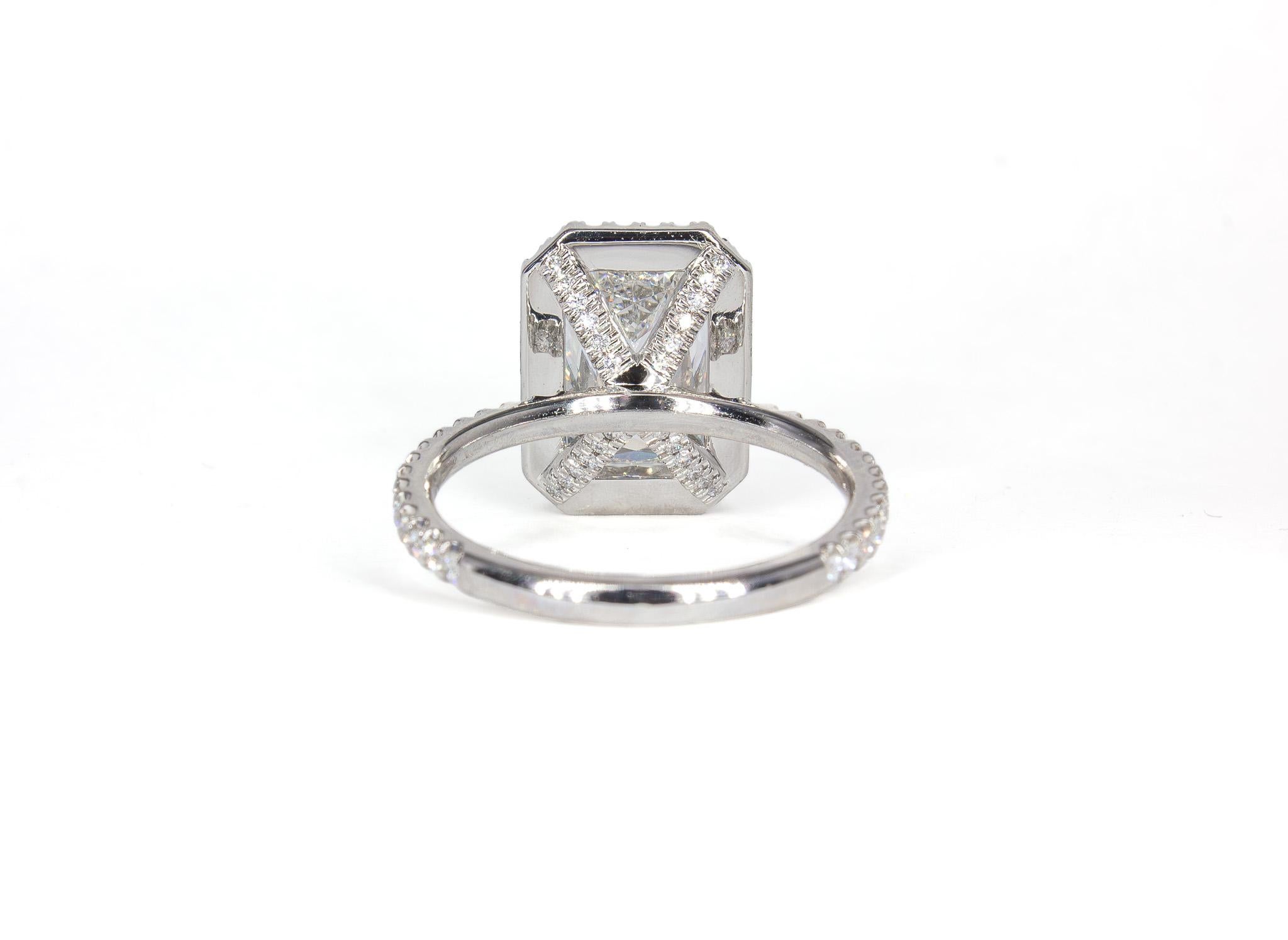 Radiant Cut J. Birnbach GIA 3.03 Carat Ashoka Style Elongated Cushion Diamond Halo Ring For Sale