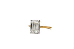 J. GIA Birnbach 3,03 Carati K VS1 Taglio Smeraldo Solitario di Diamante Bicolore