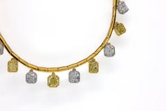 J. Birnbach GIA Collier à diamants rayonnants de 31,72 carats au total, de couleur jaune et blanc fantaisie