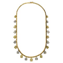 J. Birnbach GIA Collier à diamants rayonnants de 31,72 carats au total, de couleur jaune et blanc fantaisie