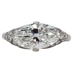 J. Birnbach GIA 3.19 Carat I VS2 Marquise Diamond Art Deco Style Solitaire Ring