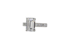 J. Birnbach GIA 3.21 Carat Emerald Cut Diamond Platinum Solitaire Ring