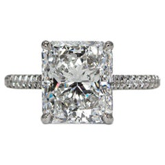 J. Birnbach GIA 3.48 Carat D VS2 Radiant Cut Diamond Solitaire Ring