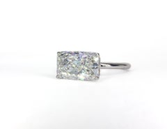 J. Birnbach GIA 3.50 Carat J VVS2 Radiant Cut Diamond East West Solitaire Ring
