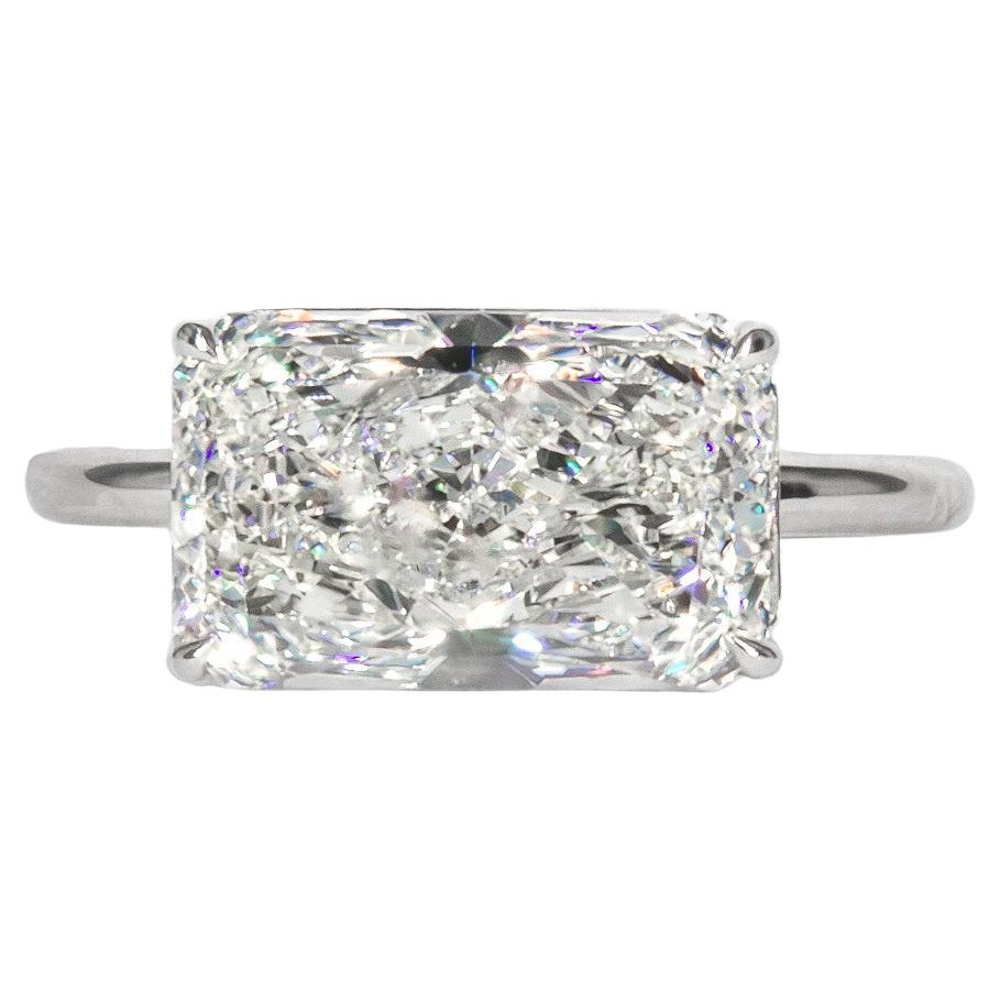 J. Birnbach GIA 3,50 quilates J VVS2 Diamante talla radiante Anillo solitario Este Oeste