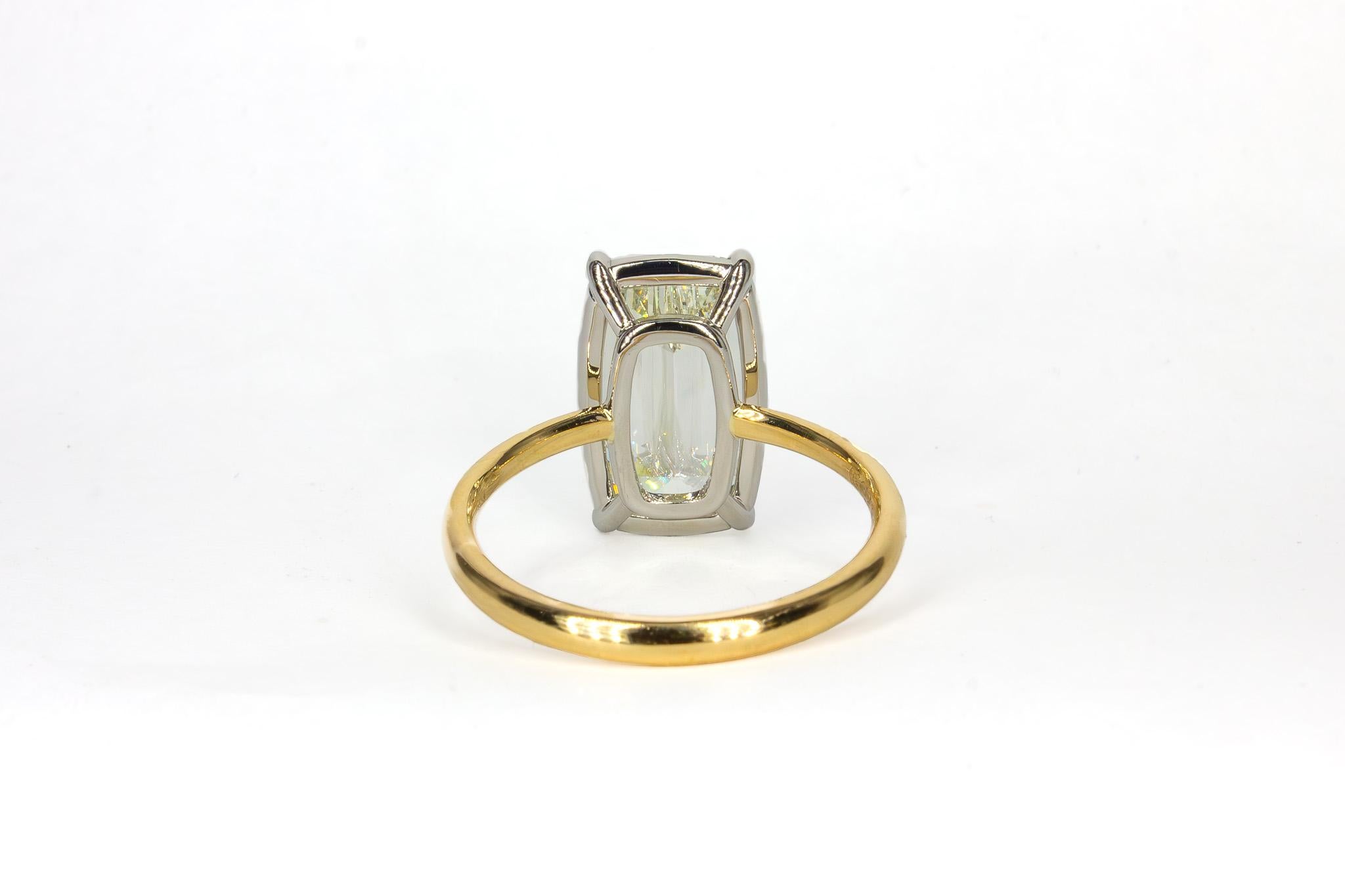 J. Birnbach GIA Anillo solitario de diamantes talla cojín alargado de 3,50 quilates L VS2 Corte cojín