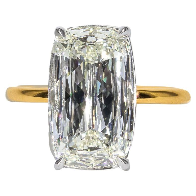 J. Birnbach GIA Anillo solitario de diamantes talla cojín alargado de 3,50 quilates L VS2