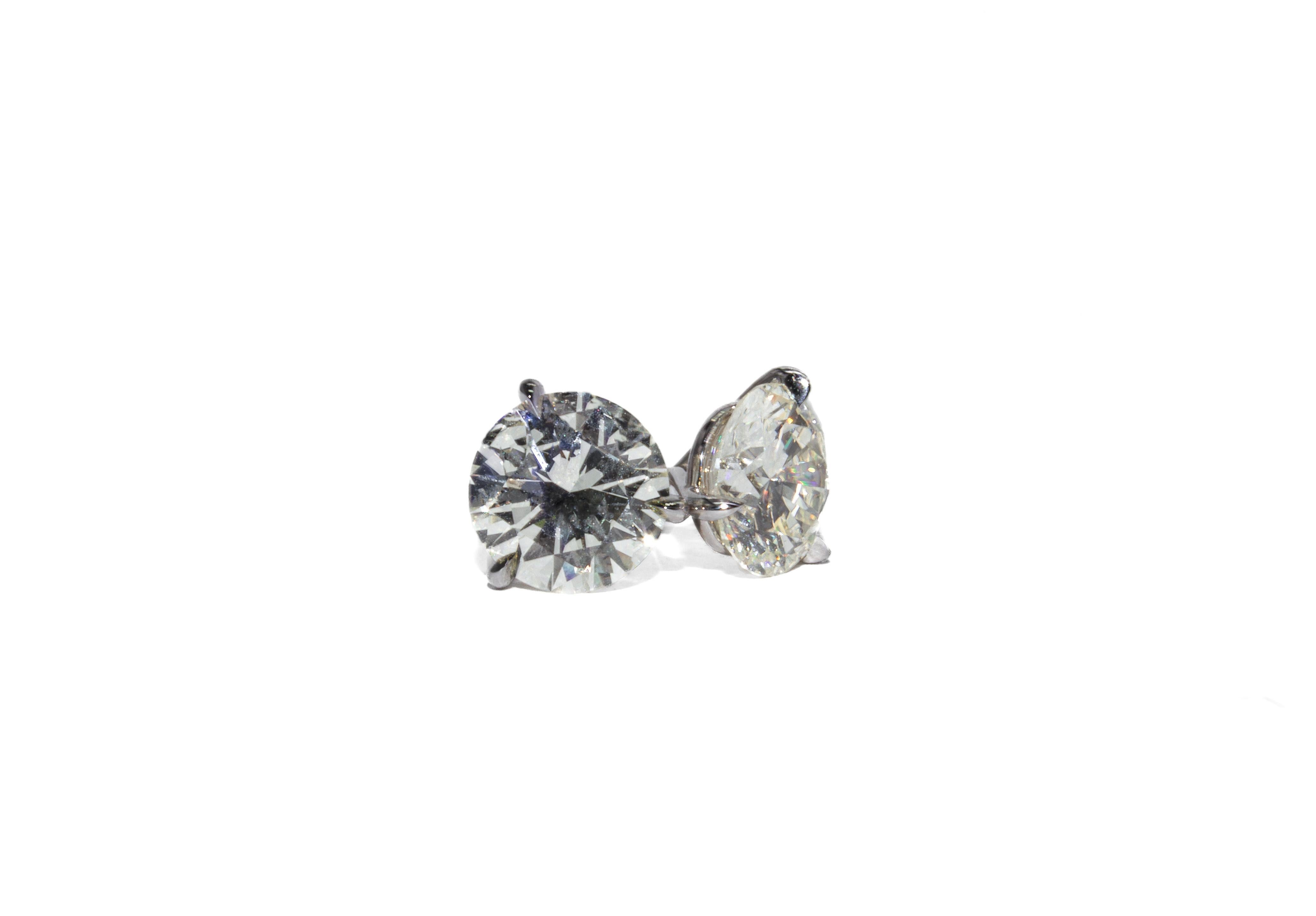 J. Birnbach GIA 3.50 Quilates Total L VS Redondo Corte Brillante Pendientes de Diamante Contemporáneo en venta