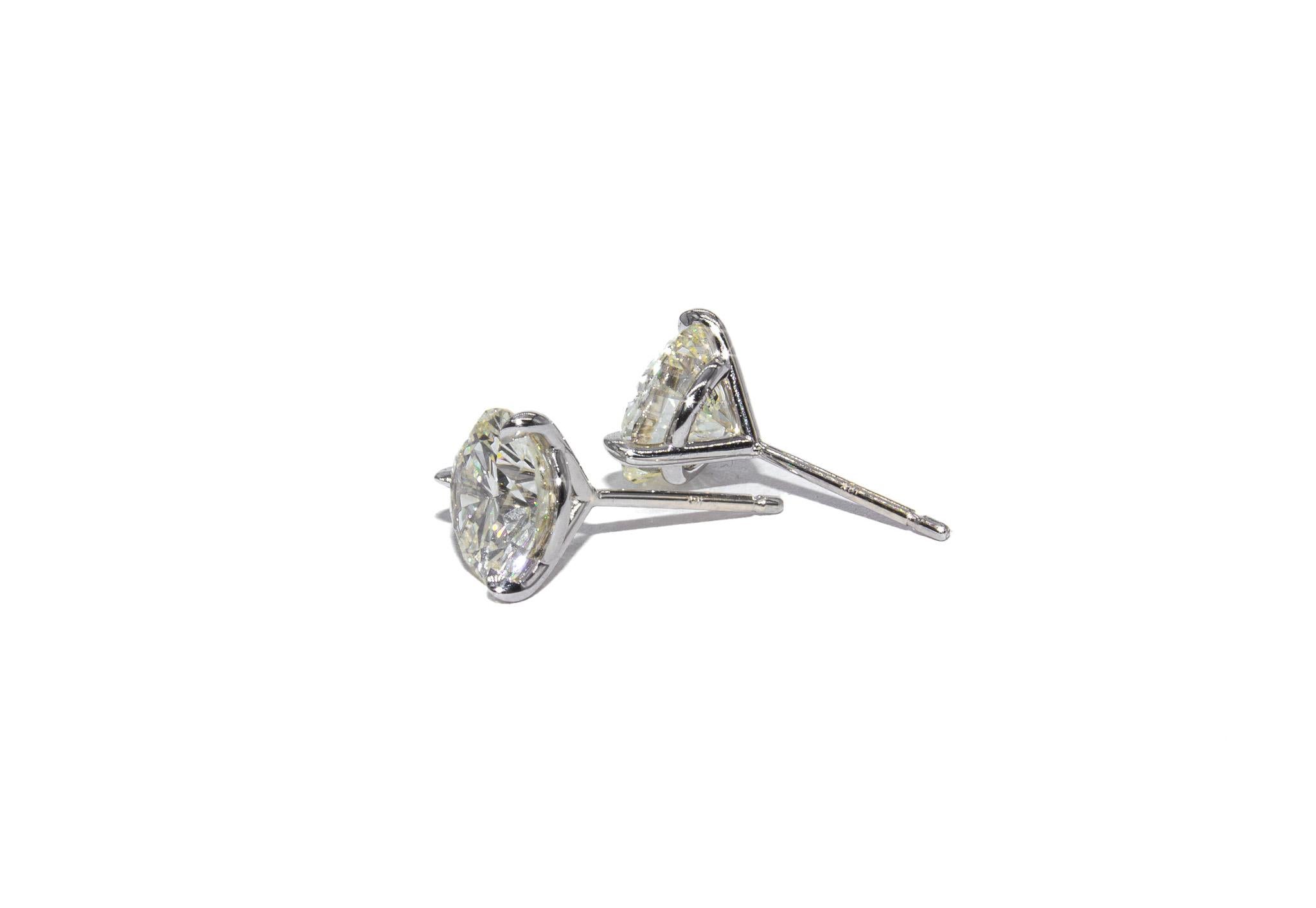 J. Birnbach GIA 3.50 Quilates Total L VS Redondo Corte Brillante Pendientes de Diamante Corte redondo en venta