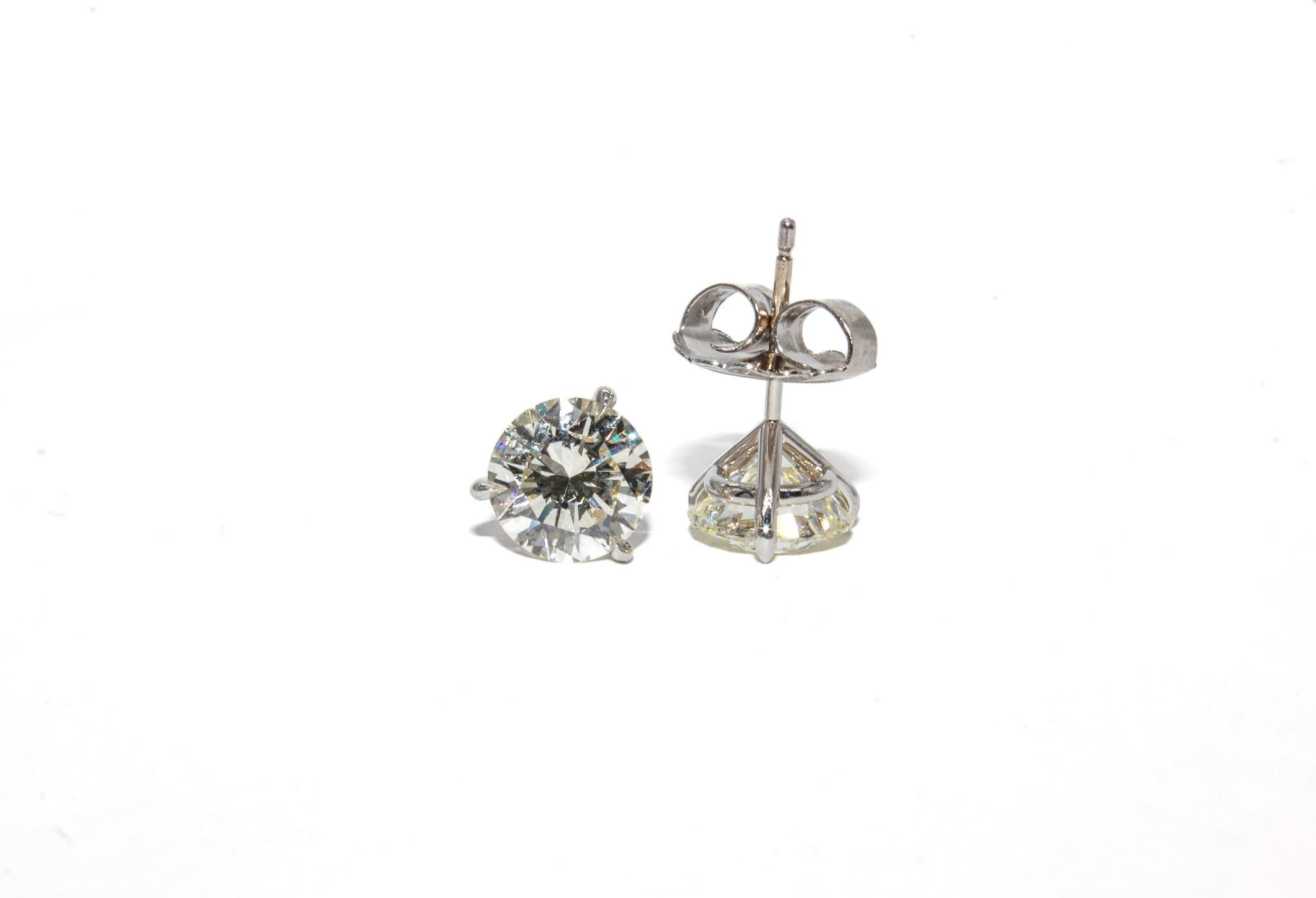 J. Birnbach GIA 3.50 Quilates Total L VS Redondo Corte Brillante Pendientes de Diamante en Nuevo estado para la venta en New York, NY