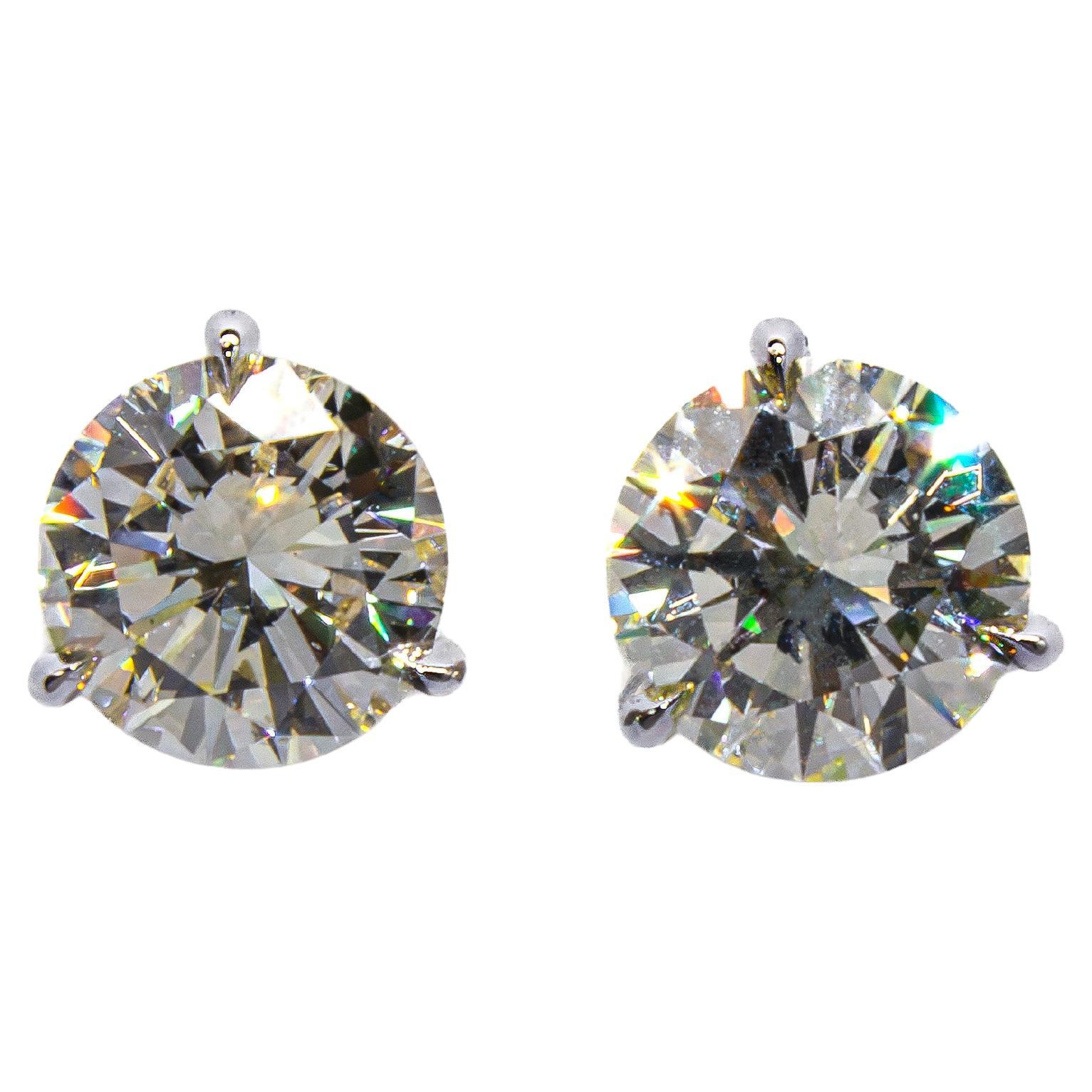 J. Birnbach GIA 3.50 Quilates Total L VS Redondo Corte Brillante Pendientes de Diamante en venta
