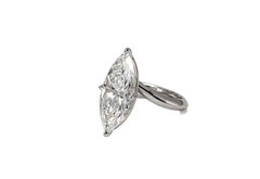 J. Birnbach GIA 3,51 Carati G SI1 Diamante Marquise Bypass Solitario Anello