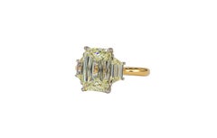 J. Birnbach GIA 3.61 Carat S-T VS1 Radiant Cut Diamond Three Stone Ring