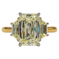J. Birnbach GIA 3.61 Carat S-T VS1 Radiant Cut Diamond Three Stone Ring