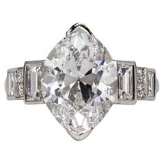 J. Birnbach GIA 3.67 Carat D VS2 Marquise Diamond Five Stone Ring