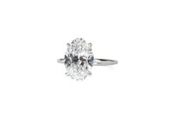 J. Birnbach GIA 3.82 Carat D SI1 Oval Diamond Solitaire Ring