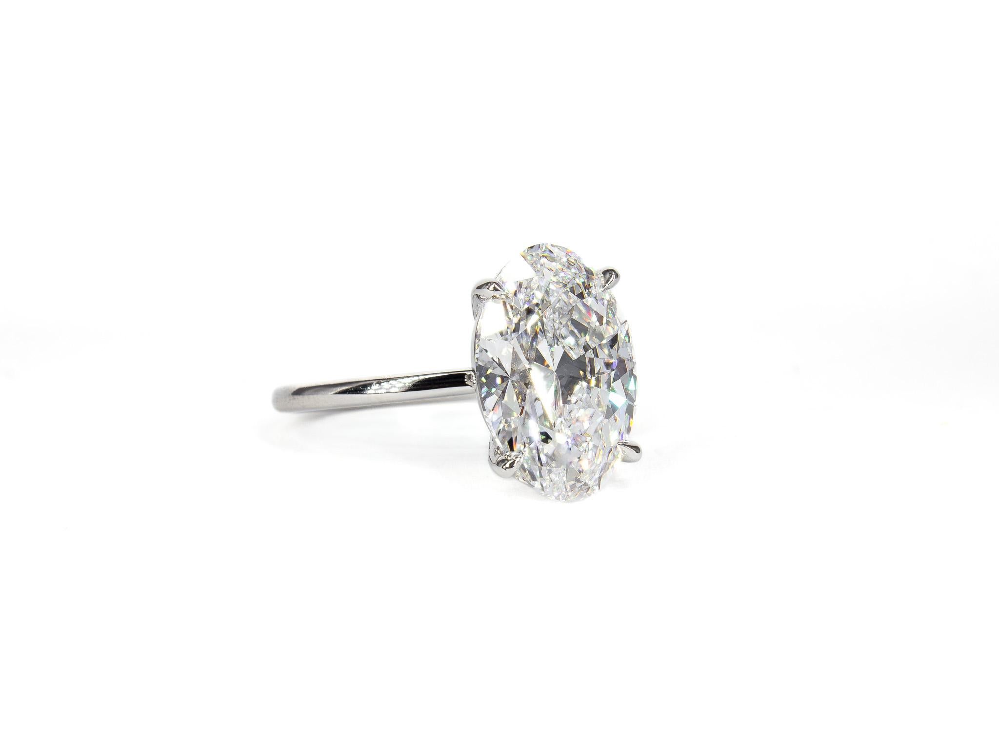 Contemporary J. Birnbach GIA 3.82 Carat D SI1 Oval Diamond Solitaire Ring For Sale