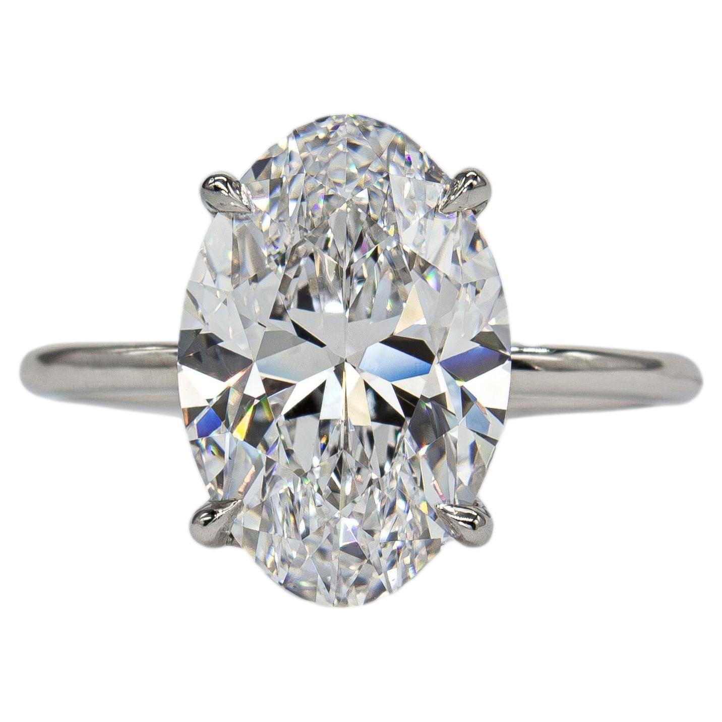 J. Birnbach GIA 3.82 Carat D SI1 Oval Diamond Platinum Solitaire Ring