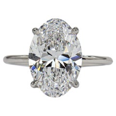 J. Birnbach GIA 3.82 Carat D SI1 Oval Diamond Platinum Solitaire Ring