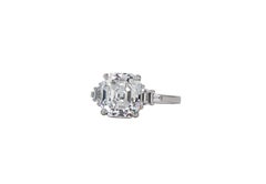 J. Birnbach GIA 3.83 Carat E VVS2 Emerald Cut Diamond Platinum Five Stone Ring