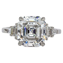 J. Birnbach GIA 3.83 Carat E VVS2 Emerald Cut Diamond Platinum Five Stone Ring