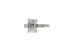 J. Birnbach GIA 4,01 Karat I SI1 Diamant im Smaragdschliff, Dreisteinring