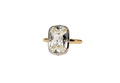 J. Birnbach GIA 4.01 Carat I SI2 Cushion Diamond Two-Tone Button Back Solitaire